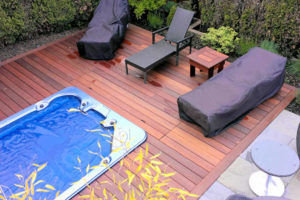 Hot tub with deck and trapdoor, North Vancouver