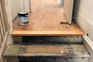 Heritage apartment block renovation, restoration job stairs